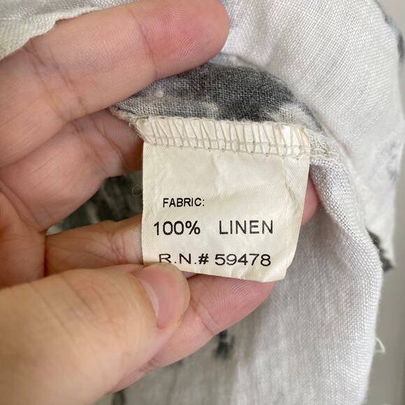 Bellambra White and Gray 100% Linen Art to Wear Tie Dye Pattern Top Medium - Picture 5 of 9